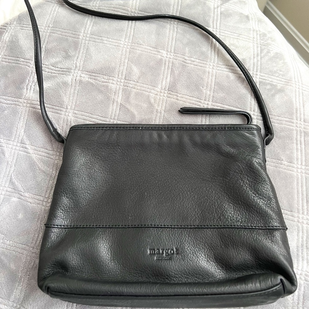 Margot black leather shoulder/crossbody bag